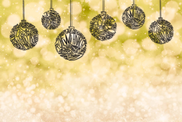 Kerstboom bal Ornament, kopie ruimte, gele achtergrond - Foto, afbeelding