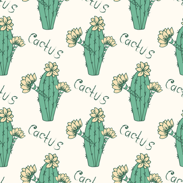 Cactus. Achtergrond, wallpaper, naadloze. Doodle. - Vector, afbeelding