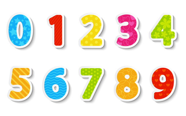 Set di numeri di carta a colori - Vettoriali, immagini