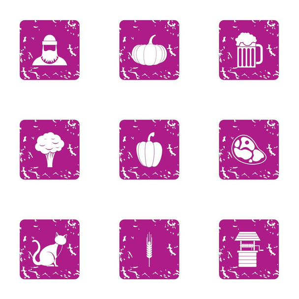 Sawmill icons set, grunge style - Vector, Image