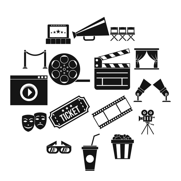 Cinema icons set, simple style - Vector, Image