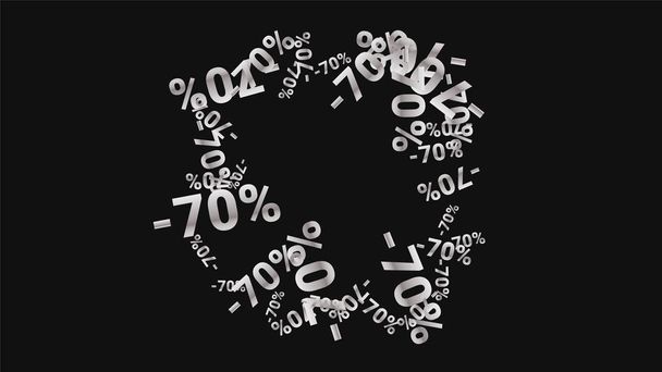 Percent Sings on Dark Background. Black Poster with Silver Percent Sings and Snowflakes. Vector Discount Sale Background. - Vector, afbeelding