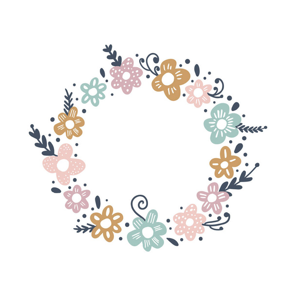 Vector frame template with pastel flowers. Good for Baby Shower invitation, wedding, Birthday. Vector illustration - Вектор, зображення