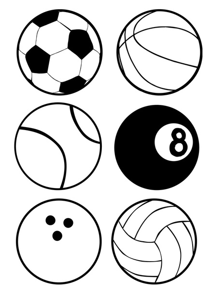 Black And White Sports Balls - Vector, Image
