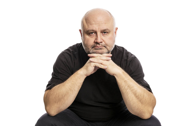 Serious thoughtful bald man - Foto, Imagen