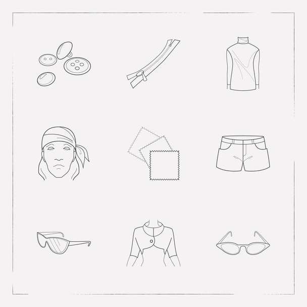 Set of clothes icons line style symbols with material samples, buttons, bolero and other icons for your web mobile app logo design. - Photo, Image