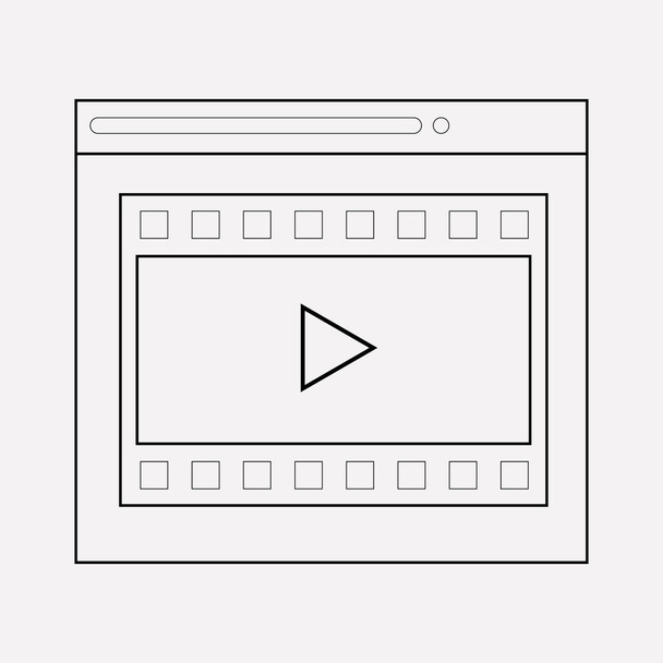 Video-Content-Symbol-Zeilenelement. Illustration des Video-Content-Symbolzeile isoliert auf sauberen Hintergrund für Ihre Web-Handy-App Logo-Design. - Foto, Bild