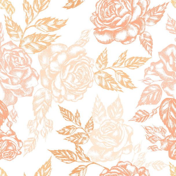 Beautiful graphic pattern with rose flowers.  - Vector, Image