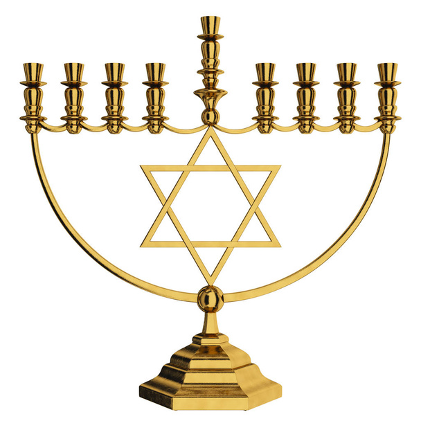 Menorah de Hanukkah render 3d - Foto, imagen