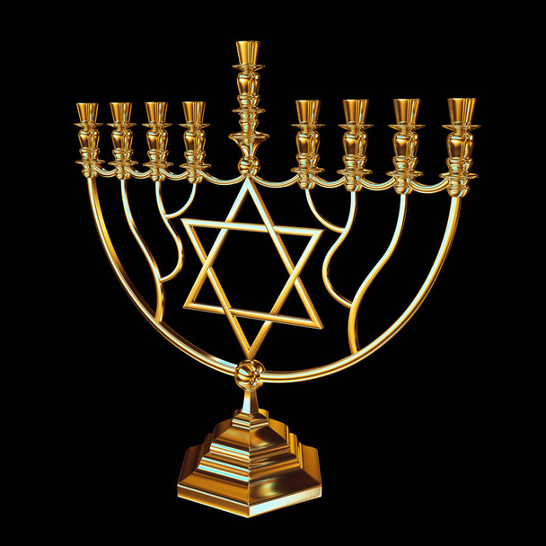 Menorah de Hanukkah render 3d - Foto, imagen