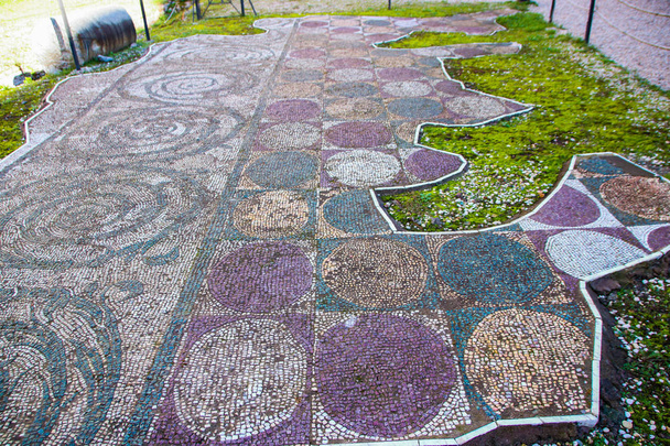 Mozaik padló kádakkal, fenséges régészeti lelőhely, Róma, Olaszország - Fotó, kép