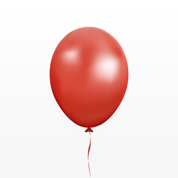 roter Ballon-Vektor. Party-Ballon mit Schleife und Schatten isoliert auf weißem Hintergrund. fliegender 3D-Ball - Vektor, Bild