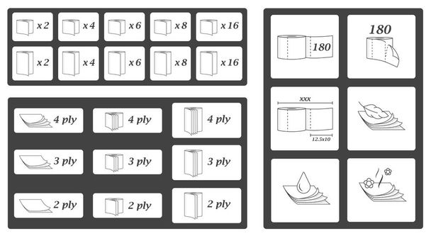 Paramètres du papier toilette icônes et symboles définis. Illustration vectorielle
. - Vecteur, image