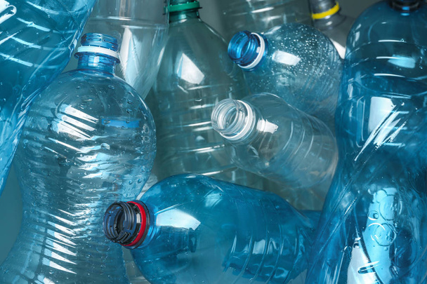 Many plastic bottles as background, closeup. Recycle concept - Фото, изображение