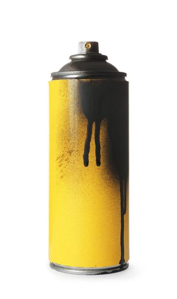 Used can of spray paint on white background - Фото, изображение