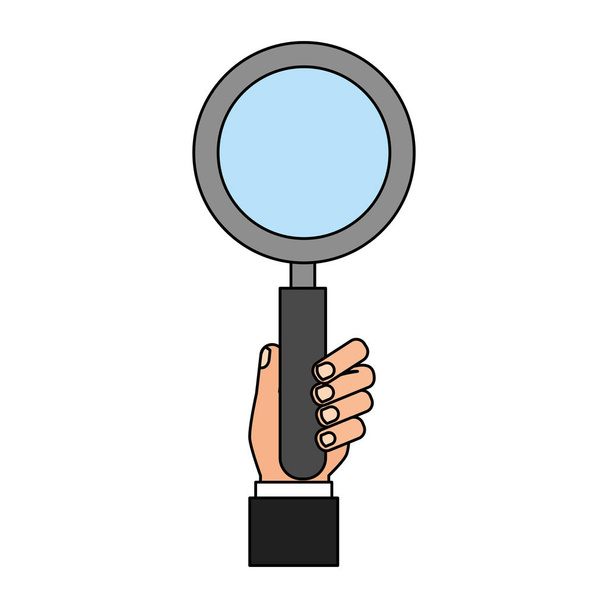 hand holding magnifying glass search engine optimization vector illustration - Vector, Image