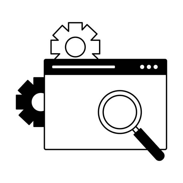 website magnifying glass search engine optimization vector illustration - Vector, Image