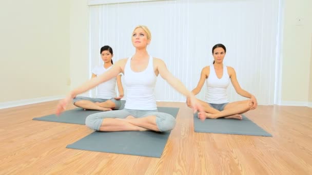 Yoga Group of Multi-Ethnic женские
 - Кадры, видео