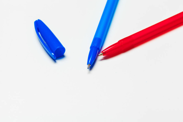 different colors pens isolated on the white background - Photo, image