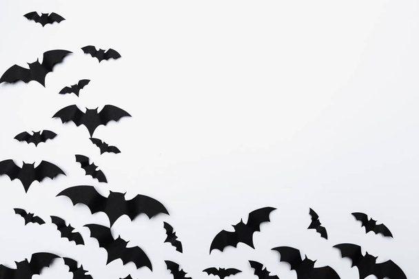 halloween and decoration concept - paper bats flying - Foto, afbeelding