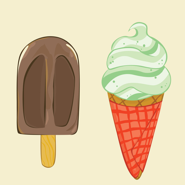 アイスクリームを二つ - ベクター画像