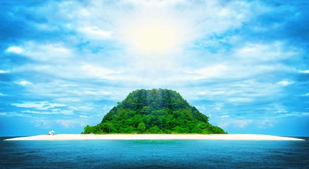 słoneczny tropikalny plaży na wyspie - Zdjęcie, obraz