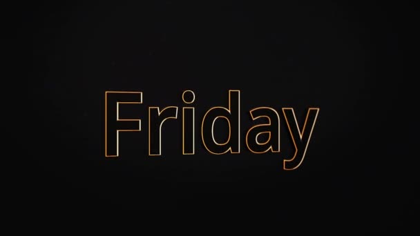 Dynamic animated background projection of word Friday. Animation word Friday. Neon outline of word Friday - Materiaali, video