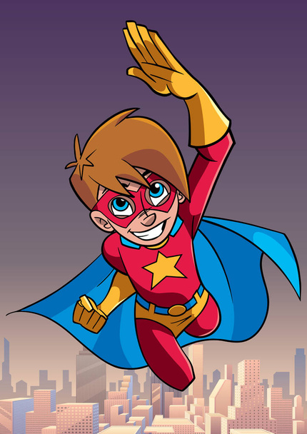 Super Boy Flying Sky fundo
 - Vetor, Imagem