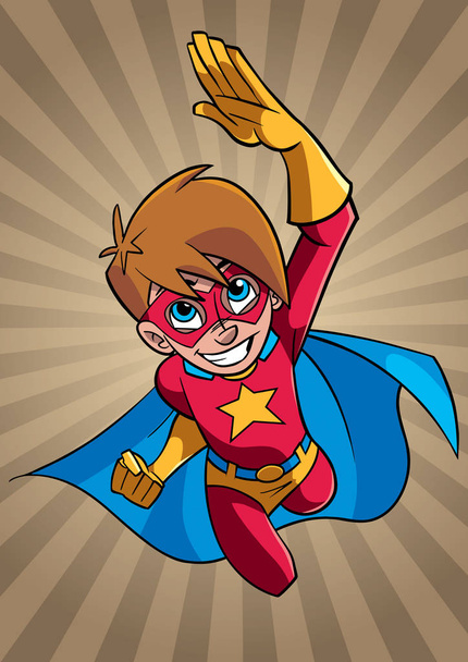 Super Boy Flying Ray Light Background - Vector, Image