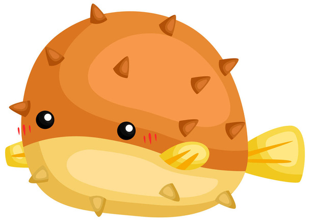 a vector of a cute and adorable puffer fish - Vector, Image