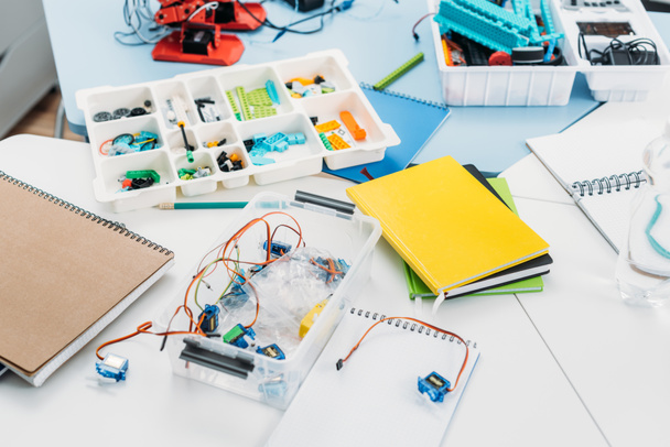scattered school supplies in stem education class - Photo, Image