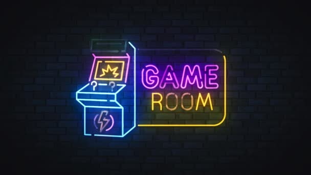 Retro Game lichtreclame, Game Room heldere uithangbord, lichte movie - Video