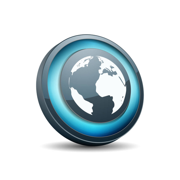 earth globe in button, vector illustration - Vetor, Imagem