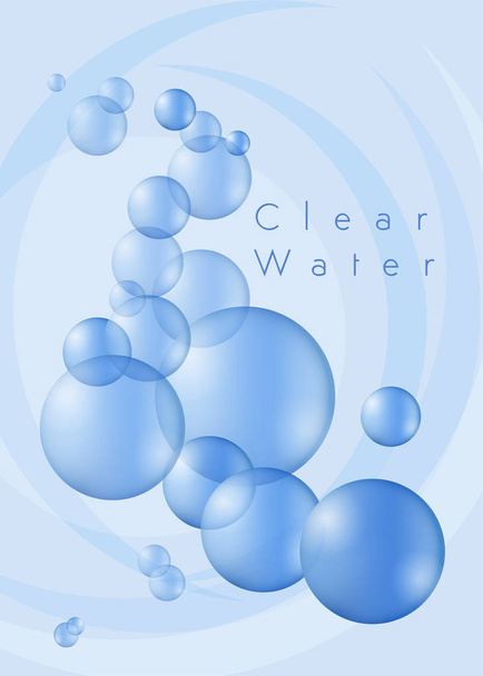 Светлые и свежие пузыри в чистой голубой воде
 - Вектор,изображение