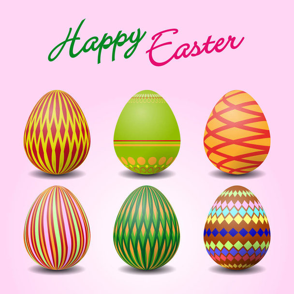Ilustración vectorial de seis coloridos huevos de Pascua
 - Vector, imagen
