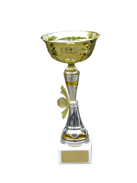 Copa trofeo oro en pedestal
 - Foto, Imagen