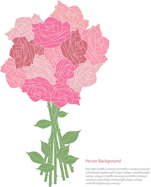 complimentary card design with rose flowers and place for text - Vektör, Görsel