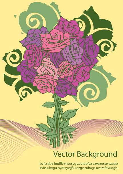 δωρεάν κάρτα σχεδιασμό με τα ροδαλά λουλούδια και θέση για το κείμενο - Διάνυσμα, εικόνα