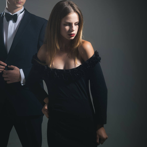 Date of beautiful couple. Valentines day. Love. Loving couple together at business meeting. Cute man and woman are dating. Elegant couple in love. This is love. Never boring. Life together - Foto, afbeelding