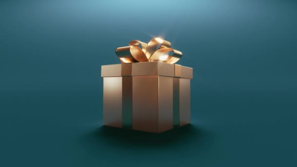Boże Narodzenie pudełko otwiera i wychodzi światła, 3d render - Materiał filmowy, wideo