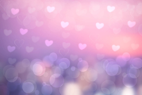 Abstract feestelijke vervagen helder roze pastel achtergrond met witte en roze harten liefde bokeh voor Valentijn of bruiloft card. Ruimte voor design. Kaart concept. - Foto, afbeelding
