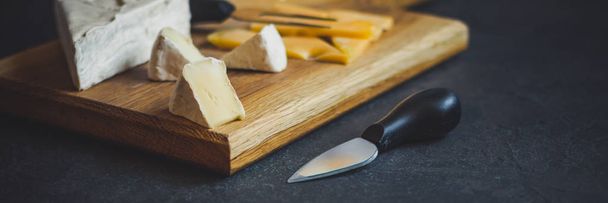 cheese board assorted(cheese composition). top view. copy space - 写真・画像