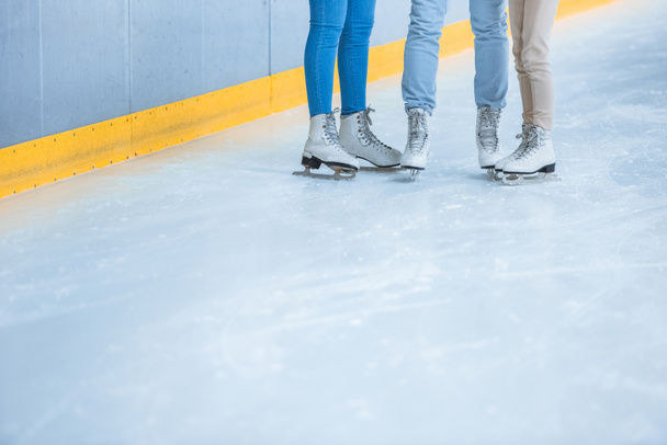 partial view of family in skates standing on ice rink - Foto, Imagem