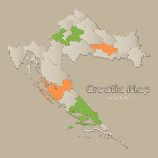 Carte de la Croatie avec différents états séparés, vecteur infographique
 - Vecteur, image