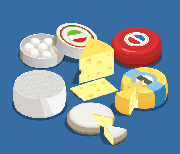 Assortiment de fromages Isometric Design Concept
 - Vecteur, image