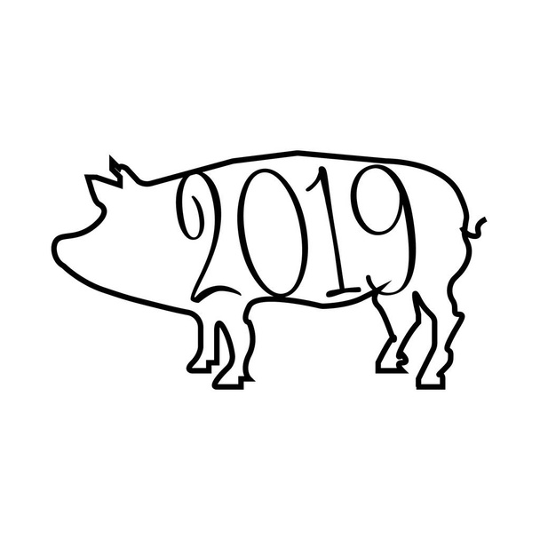  2019 έτος του χοίρου.  - Διάνυσμα, εικόνα