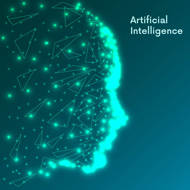 Artificial intelligence concept. Futuristic Human Big data visualization. Cyber mind design. Machine learning. - Вектор, зображення