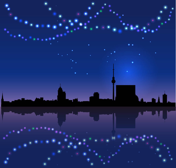 Berlin vector silhouete and Chritsmas lights - Vector, Image