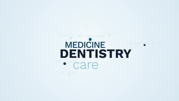 odontología medicina cuidado estomatología caries dientes blanqueamiento médico dentista boca higiene palabra animada nube fondo en uhd 4k 3840 2160
. - Metraje, vídeo