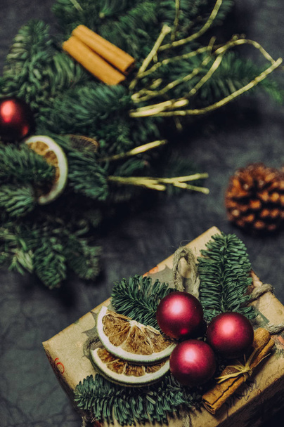 Festive holiday decorations and gifts, Christmas time atmosphere around - Valokuva, kuva